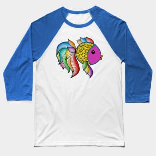 Colorful Rainbow Fish Baseball T-Shirt